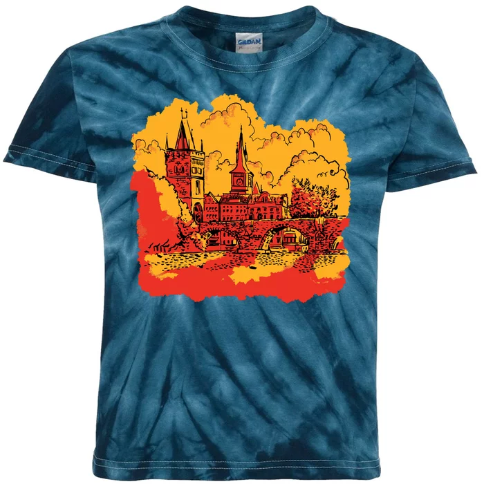 Landmark Charles Bridge Kids Tie-Dye T-Shirt