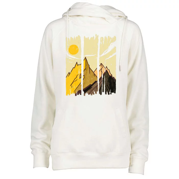 Landscape Sunset Mountain Womens Funnel Neck Pullover Hood