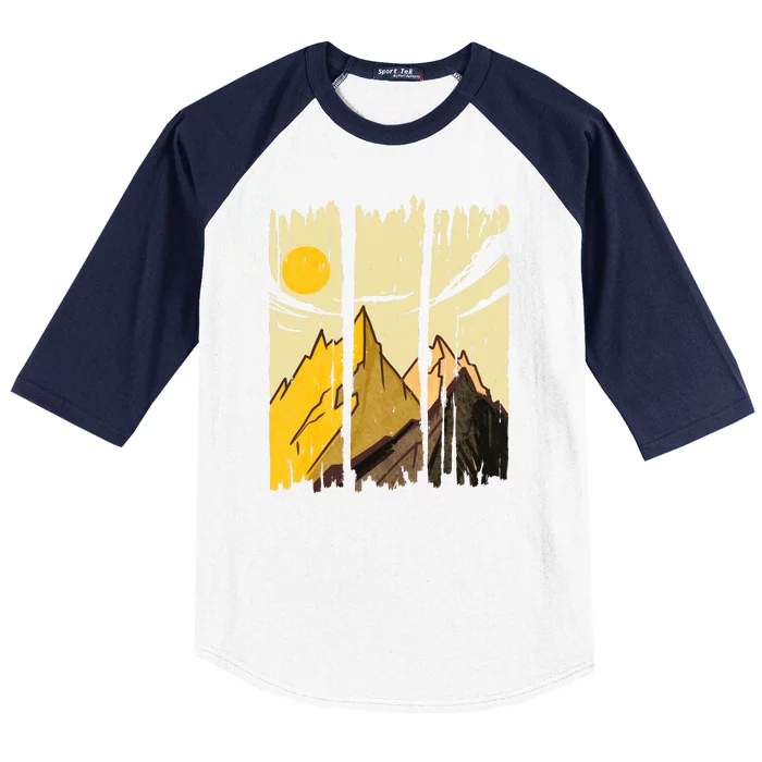 Landscape Sunset Mountain Baseball Sleeve Shirt