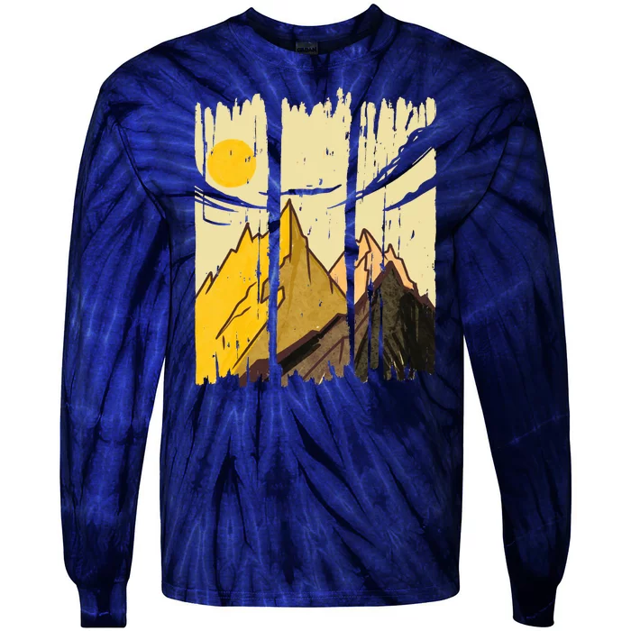 Landscape Sunset Mountain Tie-Dye Long Sleeve Shirt