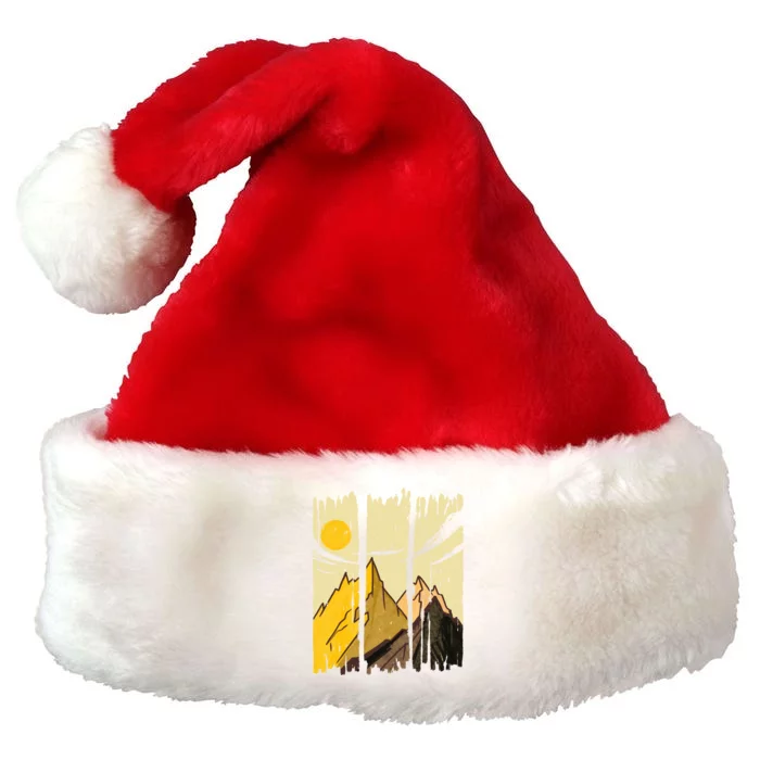 Landscape Sunset Mountain Premium Christmas Santa Hat