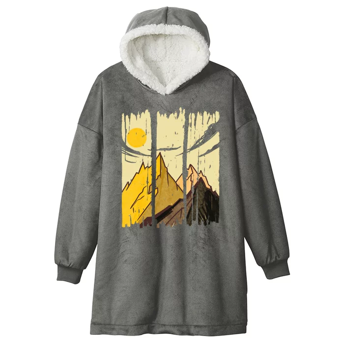 Landscape Sunset Mountain Hooded Wearable Blanket