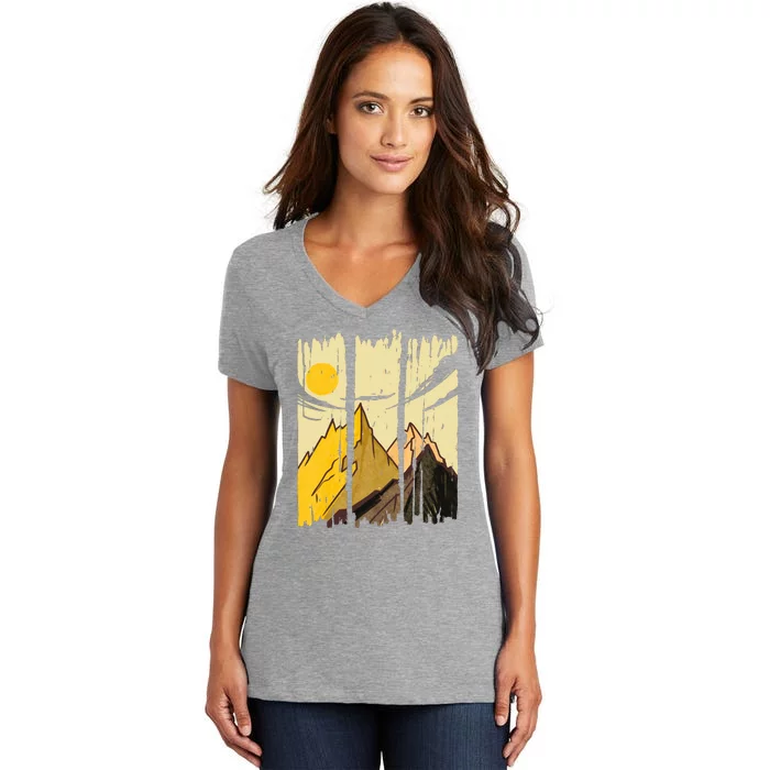 Landscape Sunset Mountain Women's V-Neck T-Shirt