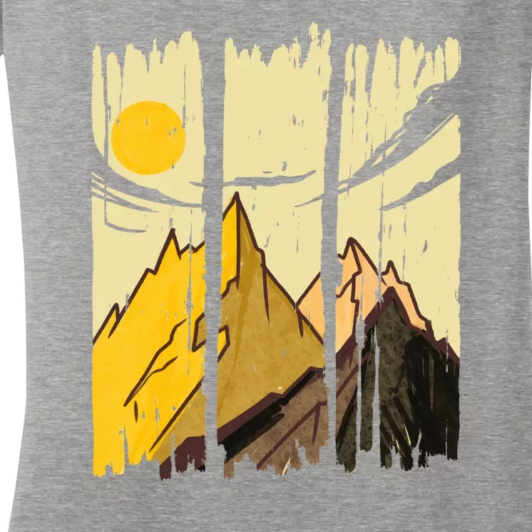 Landscape Sunset Mountain Women's V-Neck T-Shirt