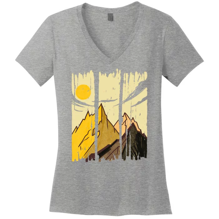 Landscape Sunset Mountain Women's V-Neck T-Shirt