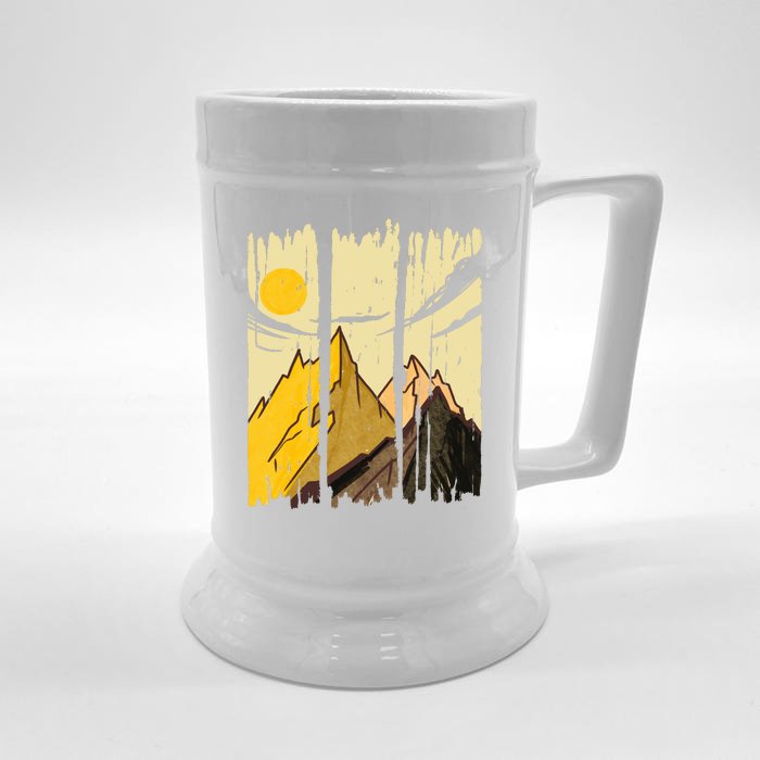 Landscape Sunset Mountain Front & Back Beer Stein