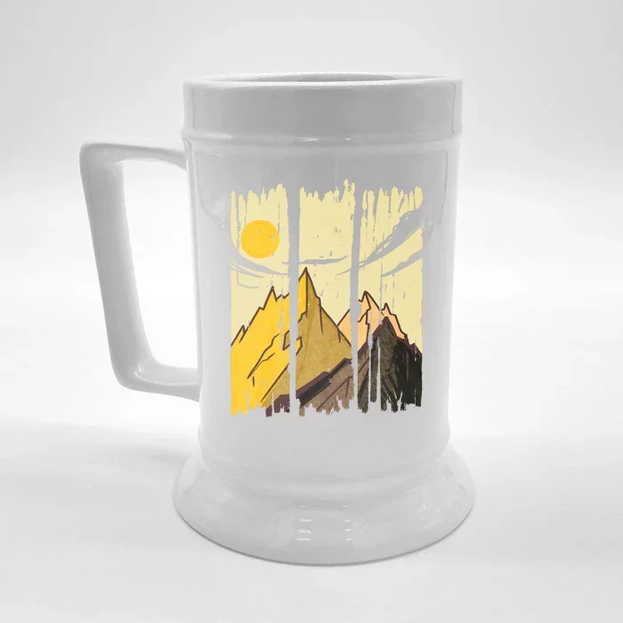 Landscape Sunset Mountain Front & Back Beer Stein