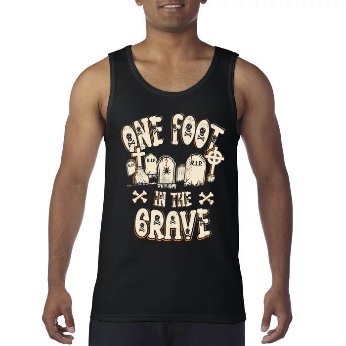 Leg Amputee One Foot In The Grave Missing Leg Tank Top