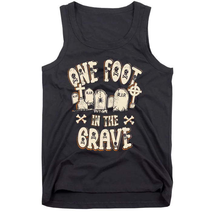 Leg Amputee One Foot In The Grave Missing Leg Tank Top