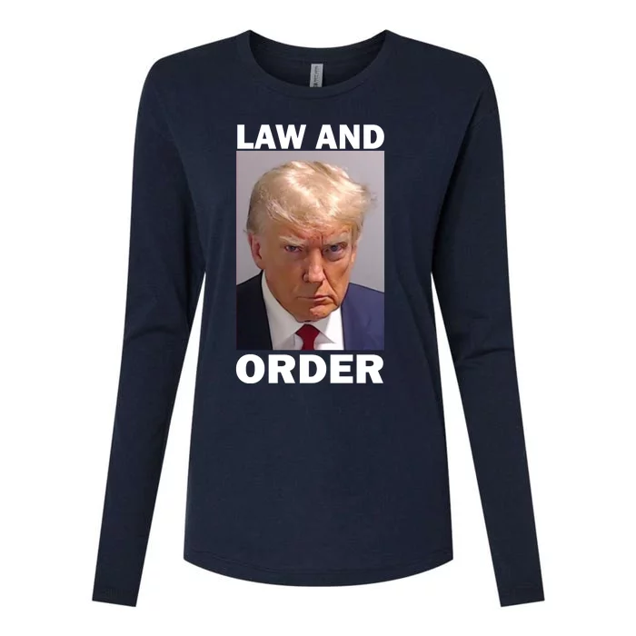 Law And Order Donald Trump Mugshot Womens Cotton Relaxed Long Sleeve T-Shirt