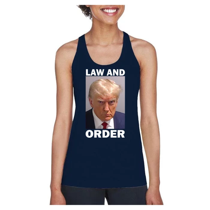 Law And Order Donald Trump Mugshot Women's Racerback Tank