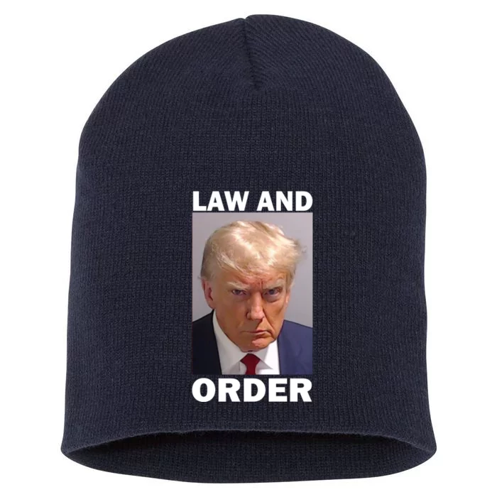 Law And Order Donald Trump Mugshot Short Acrylic Beanie