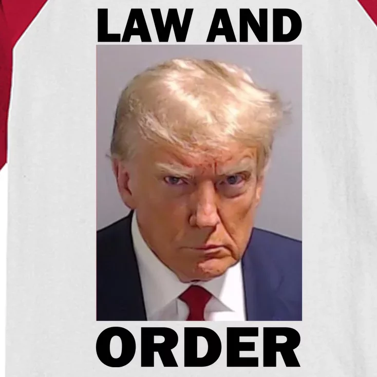 Law And Order Donald Trump Mugshot Kids Colorblock Raglan Jersey