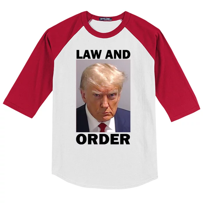 Law And Order Donald Trump Mugshot Kids Colorblock Raglan Jersey