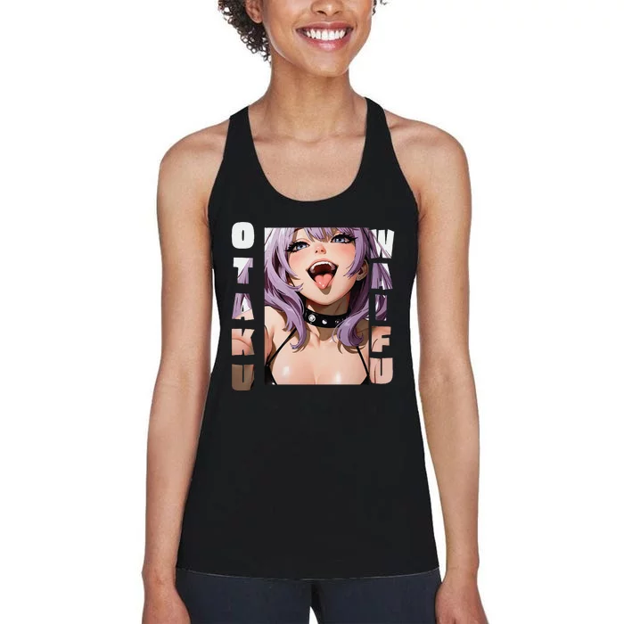 Lewd Anime Otaku Waifu Anime Manga Hentai Face Gift Women's Racerback Tank