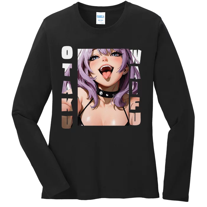 Lewd Anime Otaku Waifu Anime Manga Hentai Face Gift Ladies Long Sleeve Shirt