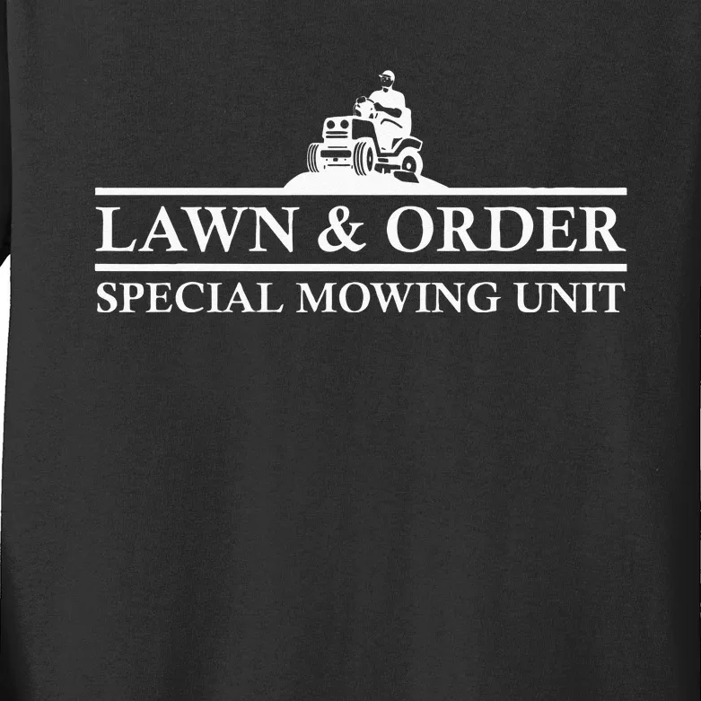 Lawn And Order Special Mowing Unit Funny Lawn Mower Novelty Kids Long Sleeve Shirt