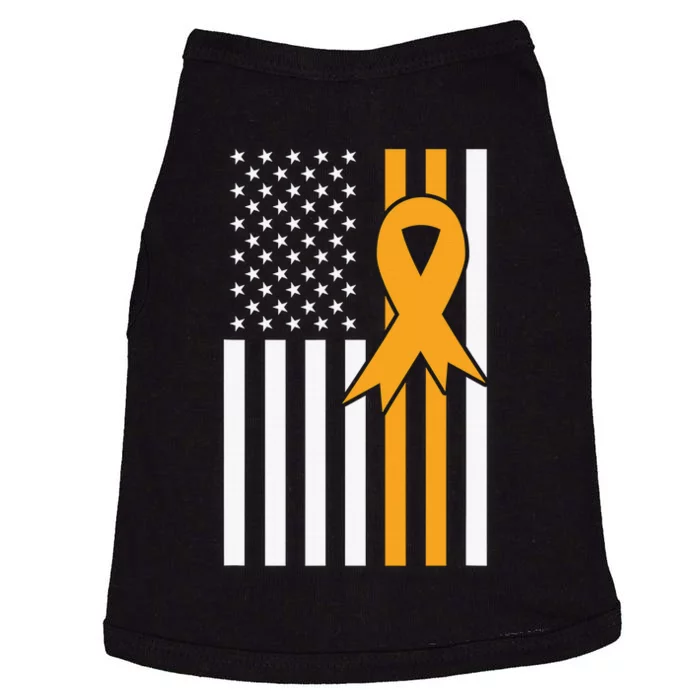 Leukemia Awareness Orange Ribbon USA American Flag Doggie Tank