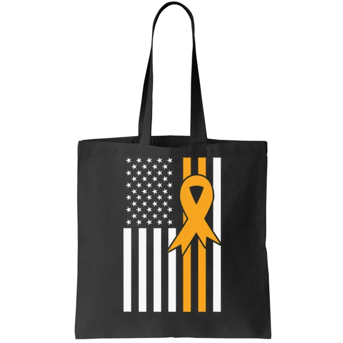 Leukemia Awareness Orange Ribbon USA American Flag Tote Bag