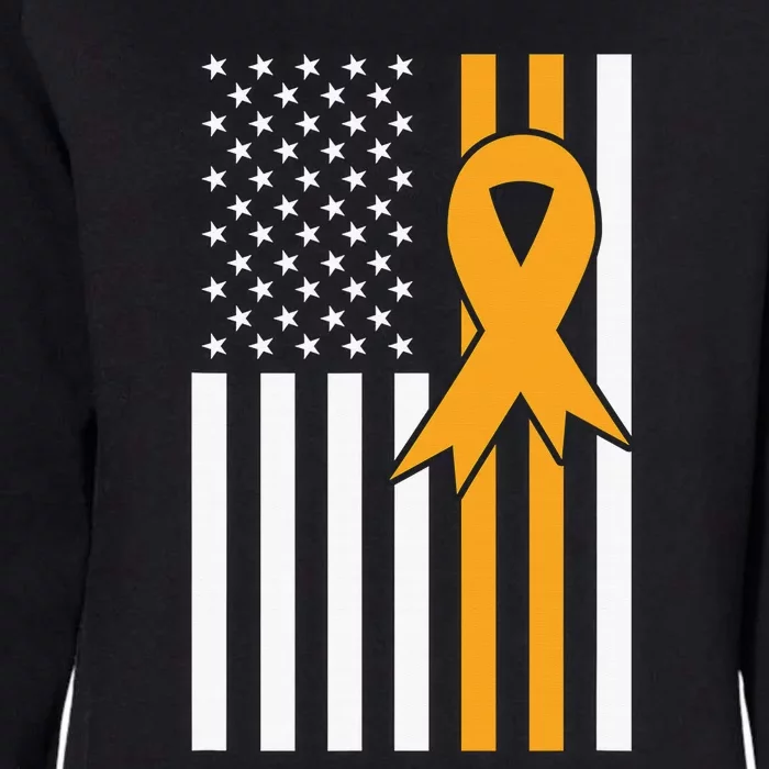 Leukemia Awareness Orange Ribbon USA American Flag Womens California Wash Sweatshirt