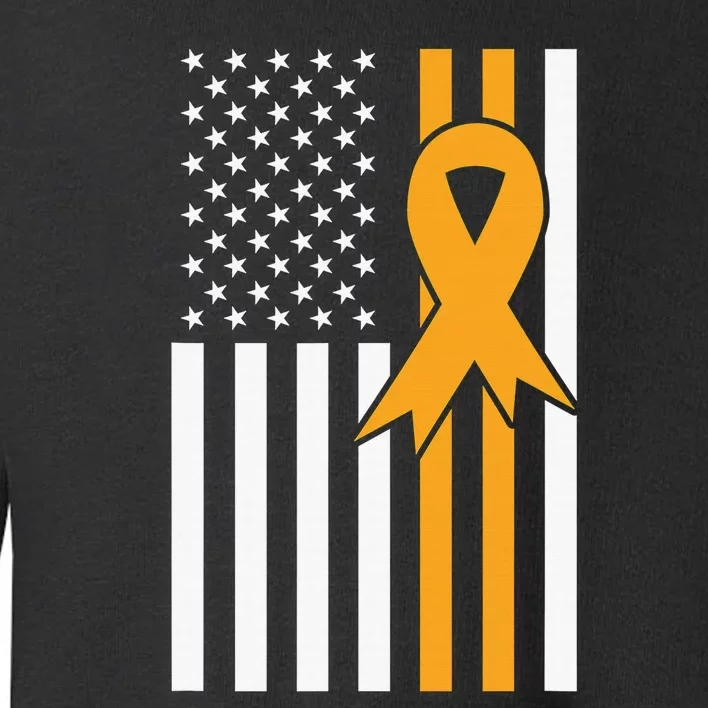 Leukemia Awareness Orange Ribbon USA American Flag Toddler Sweatshirt