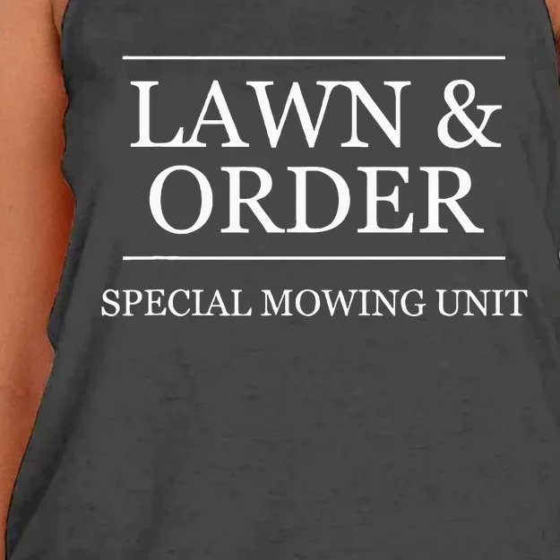 Lawn And Order Special Mowing Unit Women's Knotted Racerback Tank