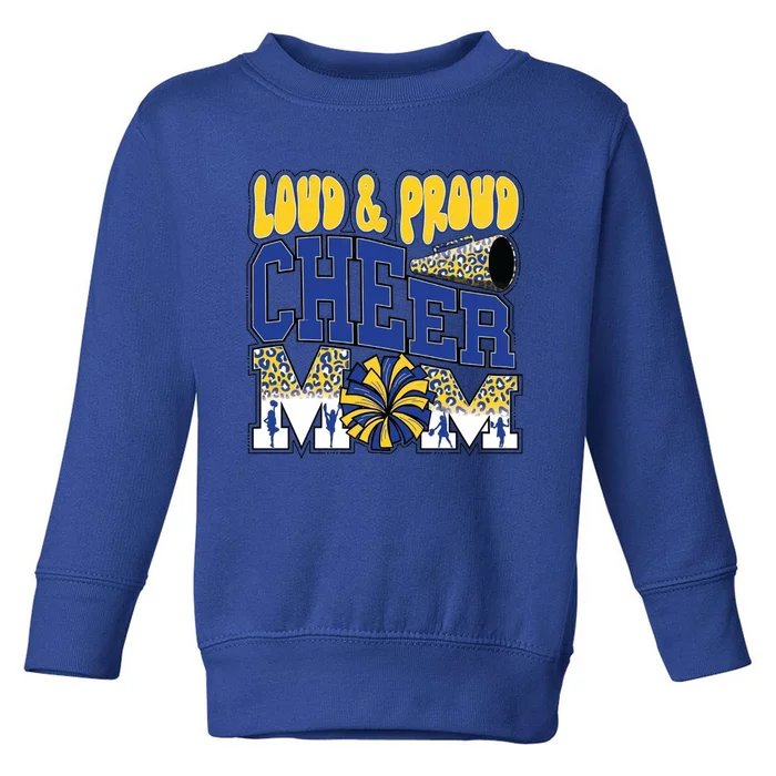 Loud And Proud Cheer Mom Leopard Cheerleader Blue Gift Toddler Sweatshirt