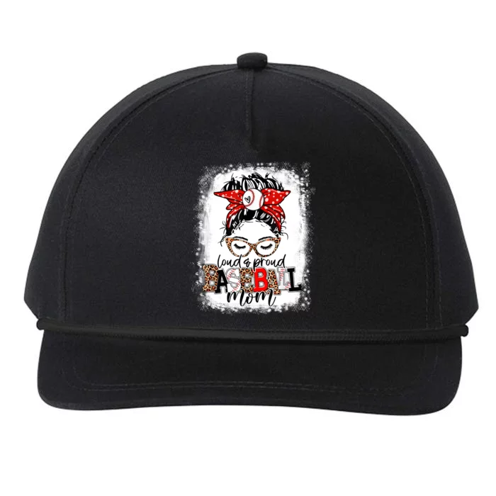 Loud And Proud BaseBall Mom Life Messy Bun Leopard Mother Snapback Five-Panel Rope Hat