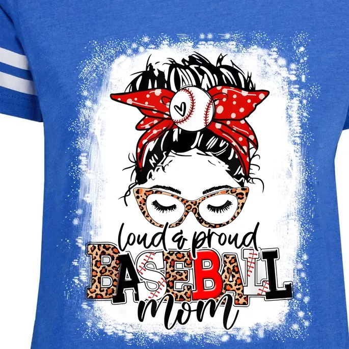 Loud And Proud BaseBall Mom Life Messy Bun Leopard Mother Enza Ladies Jersey Football T-Shirt