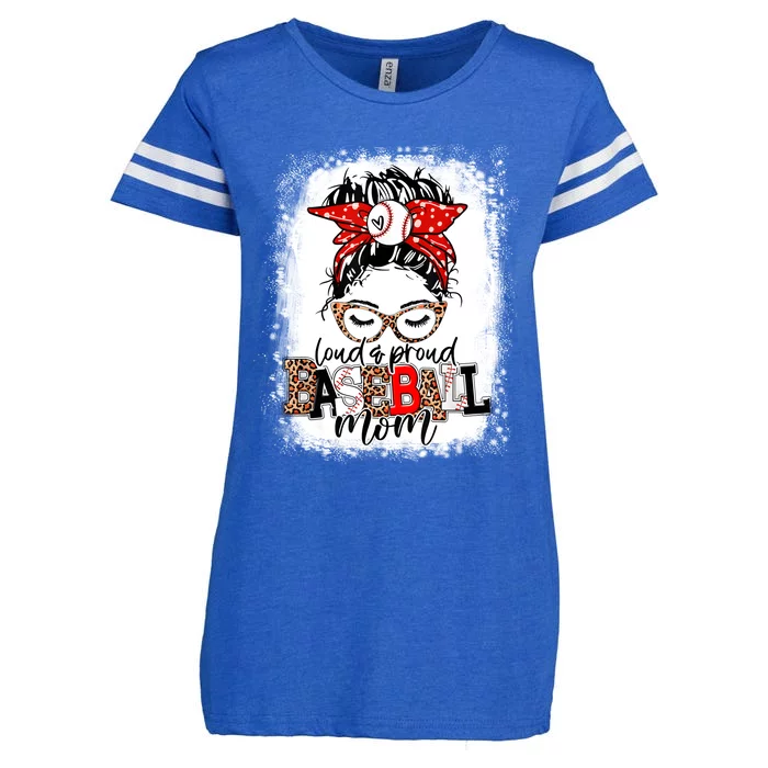 Loud And Proud BaseBall Mom Life Messy Bun Leopard Mother Enza Ladies Jersey Football T-Shirt