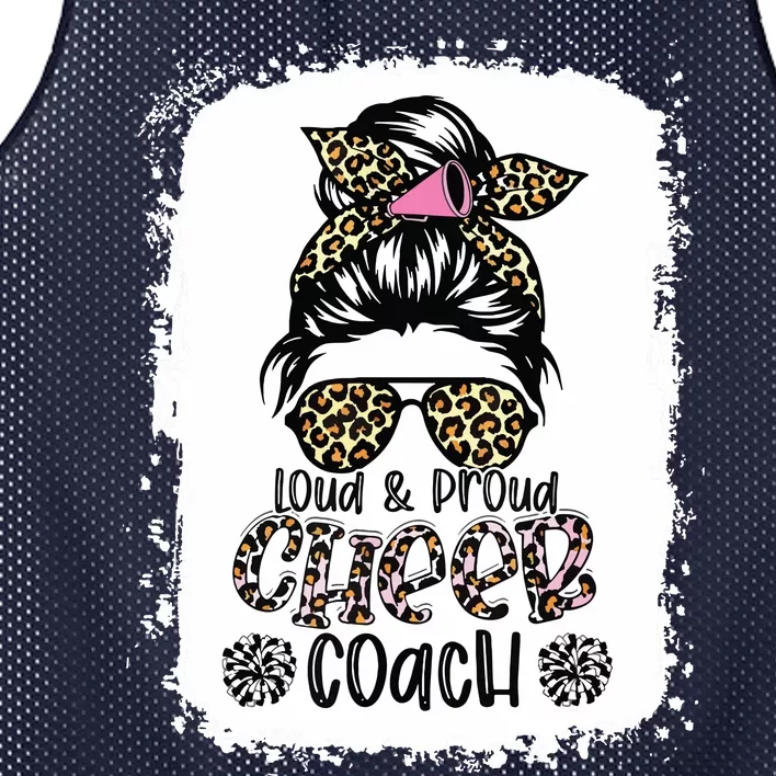 Loud And Proud Cheer Coach Leopard Messy Bun Bleached Mesh Reversible Basketball Jersey Tank