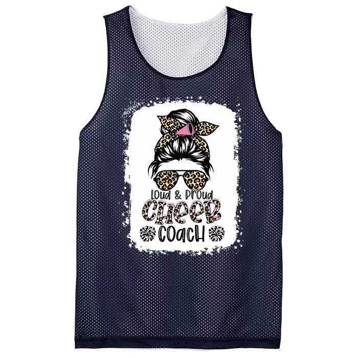 Loud And Proud Cheer Coach Leopard Messy Bun Bleached Mesh Reversible Basketball Jersey Tank