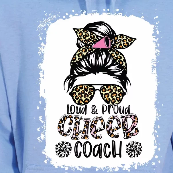 Loud And Proud Cheer Coach Leopard Messy Bun Bleached Unisex Surf Hoodie