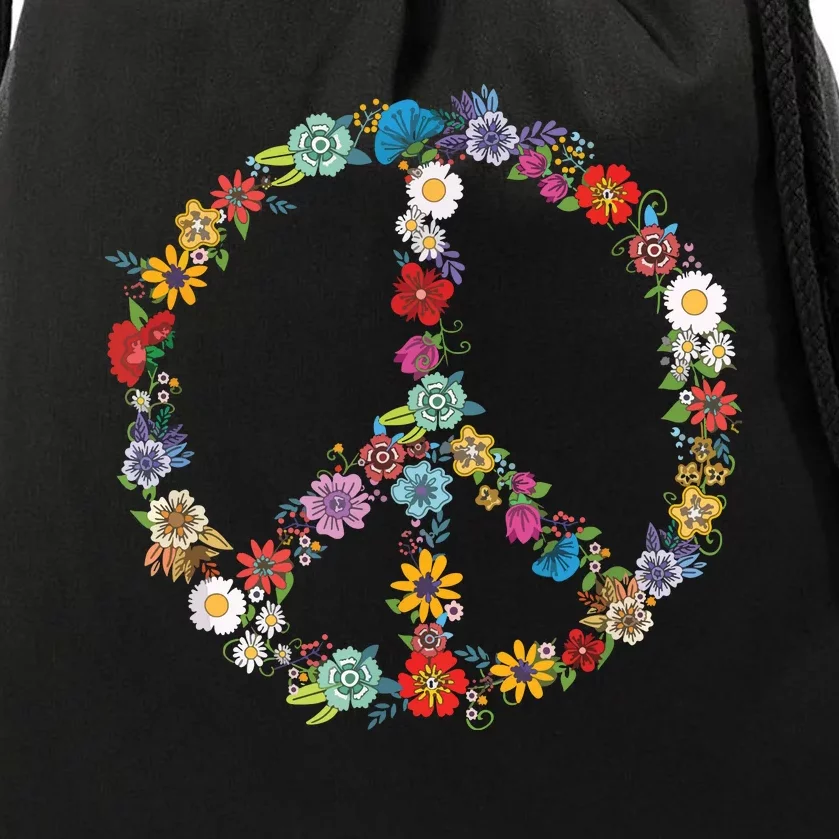 Love And Peace Flower Hippie Lover Beautiful Cute Funny Gift Drawstring Bag