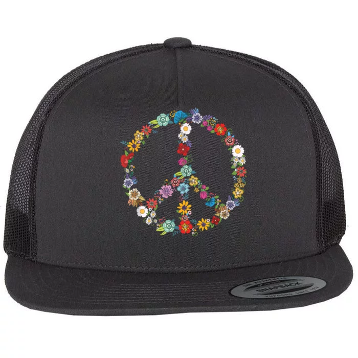 Love And Peace Flower Hippie Lover Beautiful Cute Funny Gift Flat Bill Trucker Hat