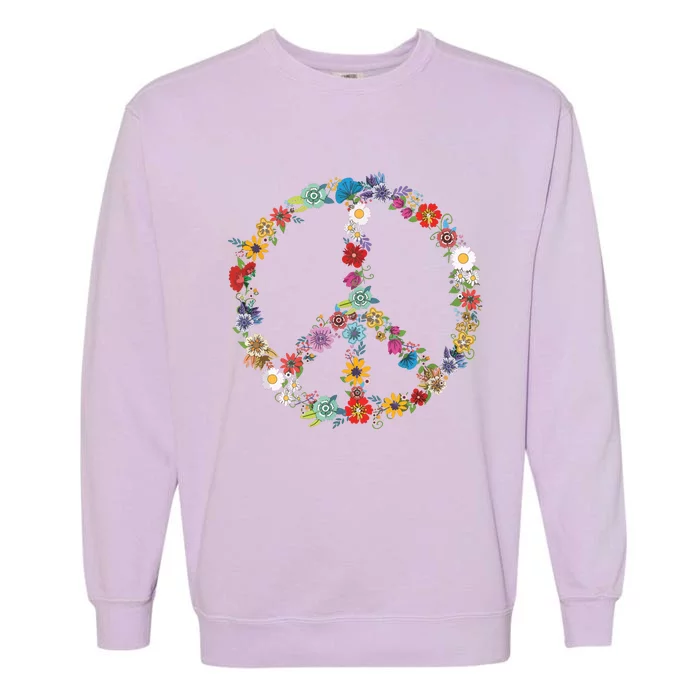 Love And Peace Flower Hippie Lover Beautiful Cute Funny Gift Garment-Dyed Sweatshirt