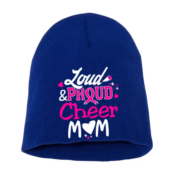 Loud And Proud Cheer Mom Breast Cancer Awareness Gift Short Acrylic Beanie