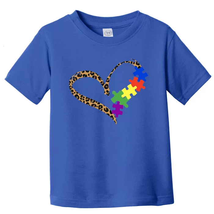 Love Autism Puzzle Leopard Graphic Autism Awareness Gift Toddler T-Shirt