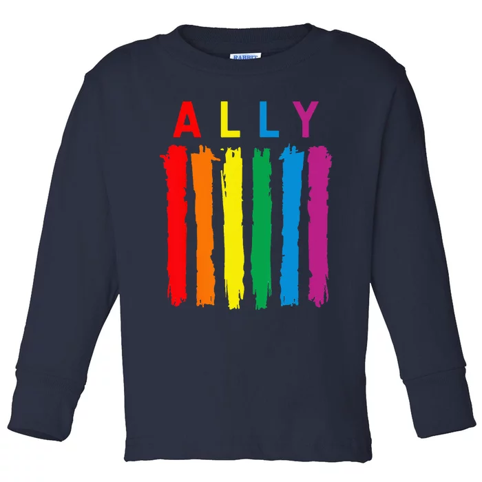 LGBT Ally Pride Rainbow Proud Ally Toddler Long Sleeve Shirt