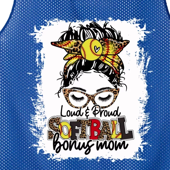 Loud And Proud Softball Bonus Mom Messy Bun Game Day Vibes Cute Gift Mesh Reversible Basketball Jersey Tank