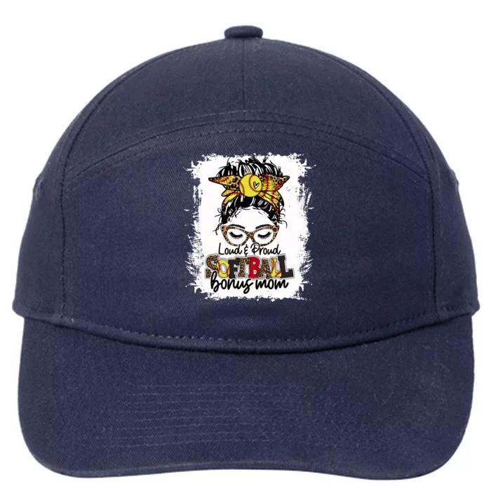 Loud And Proud Softball Bonus Mom Messy Bun Game Day Vibes Cute Gift 7-Panel Snapback Hat