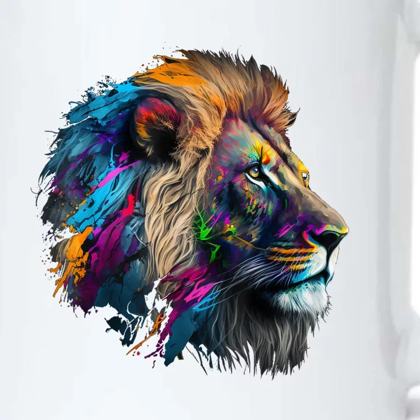 Lion Animal Print Art Animal Lovers Colourful Lion Black Color Changing Mug