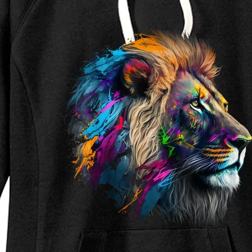 Lion Animal Print Art Animal Lovers Colourful Lion Women's Fleece Hoodie