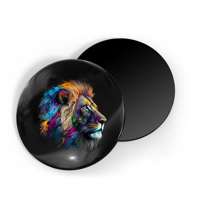 Lion Animal Print Art Animal Lovers Colourful Lion Magnet