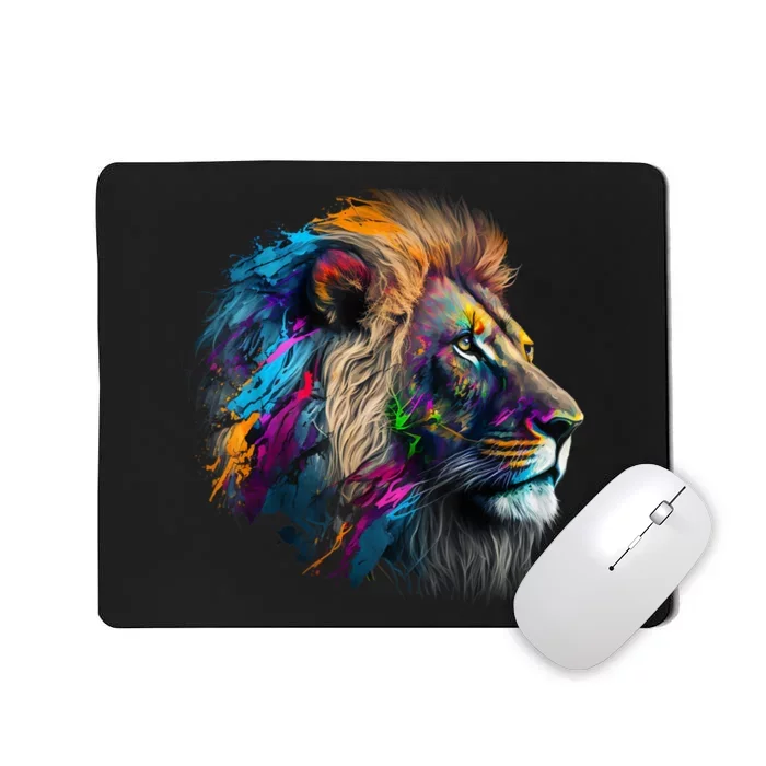 Lion Animal Print Art Animal Lovers Colourful Lion Mousepad