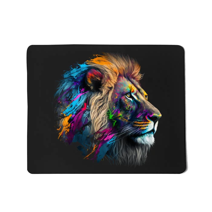 Lion Animal Print Art Animal Lovers Colourful Lion Mousepad