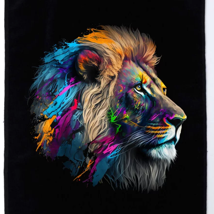 Lion Animal Print Art Animal Lovers Colourful Lion Platinum Collection Golf Towel