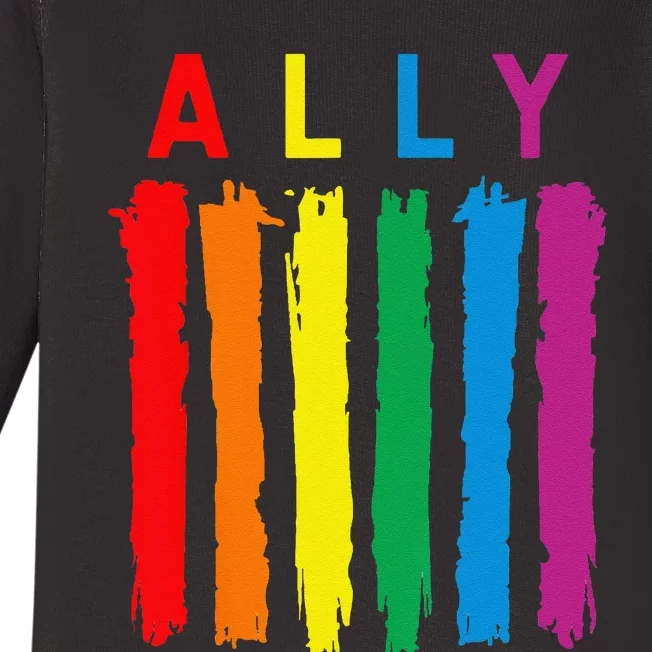 LGBT Ally Pride Rainbow Proud Ally Baby Long Sleeve Bodysuit