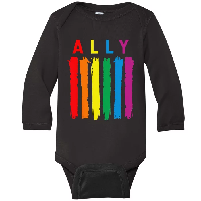 LGBT Ally Pride Rainbow Proud Ally Baby Long Sleeve Bodysuit