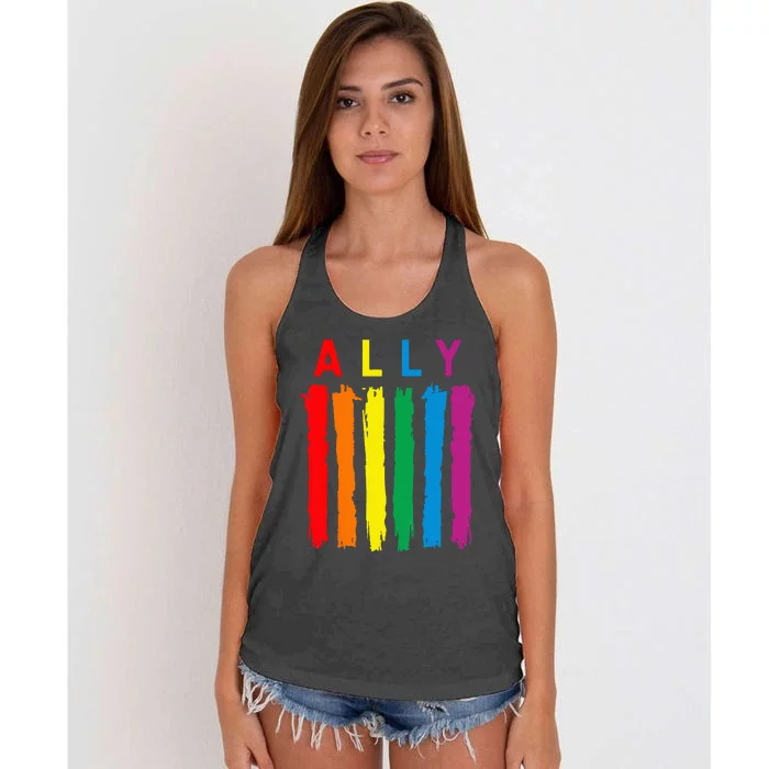 LGBT Ally Pride Rainbow Proud Ally Women's Knotted Racerback Tank